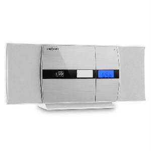 OneConcept V-15, biely, stereo systém, CD, USB, MP3, FM, AUX, budík