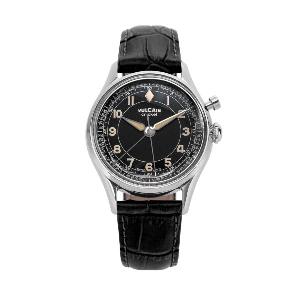 Vulcain Cricket Classique 36 mm - Black/Khaki numbers - Black Alligator + 5 let záruka, pojištění a dárek ZDARMA