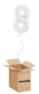 Balónový box - Narodeninové číslo 8 biely 86 cm
